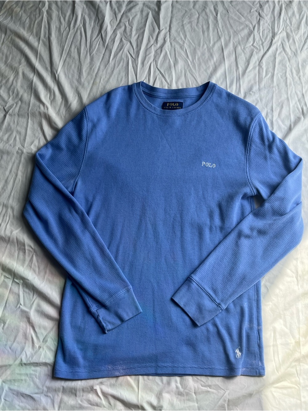 Polo by Ralph Lauren Blue Crewneck Waffle Knit Sweater